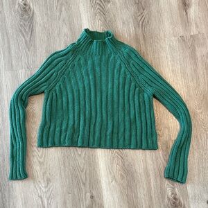 American Eagle Outfitters Emerald Ribbed Mock Neck Sweater
